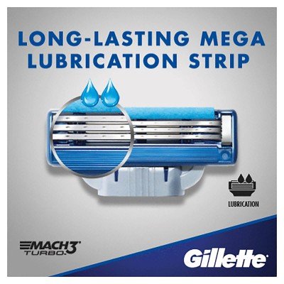 تیغ یدک ژیلت مدل Mach 3 turbo بسته 4 عددی(اصل)